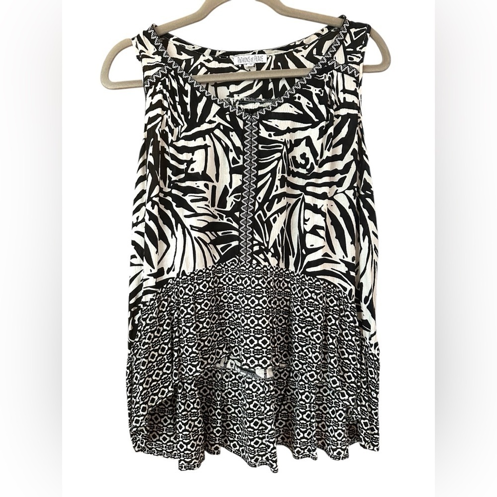 Patrons Of Peace Black & White Sleeveless Blouse / Tank Top Women’s Medium